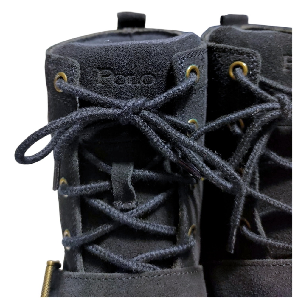 Polo Ralph Lauren Navy Blue Suede Leather Lace Up Combat Boots Mens Size 7 - Picture 6 of 10